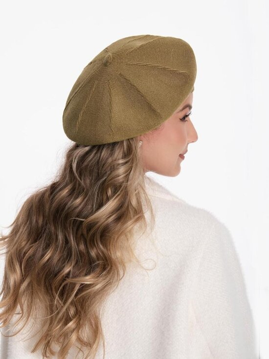 Women\'s French Style Double Layer Winter Autumn Warm, Soft Beanie Hat Cap Camel main image 4